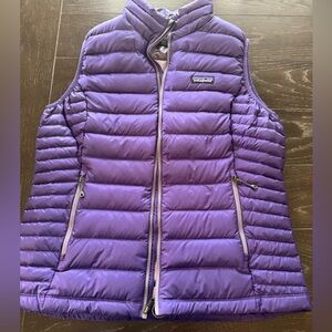 Patagonia Purple and Metallic Puffer Vest Jacket
